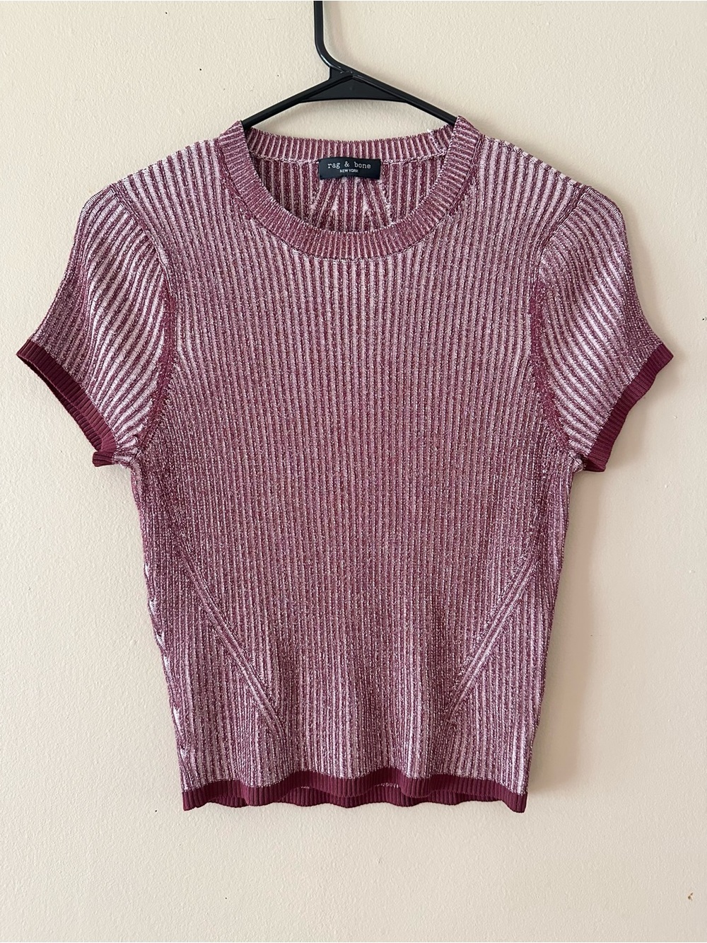 rag & bone Alexis Rib Knit Short Sleeve Top, Sz S